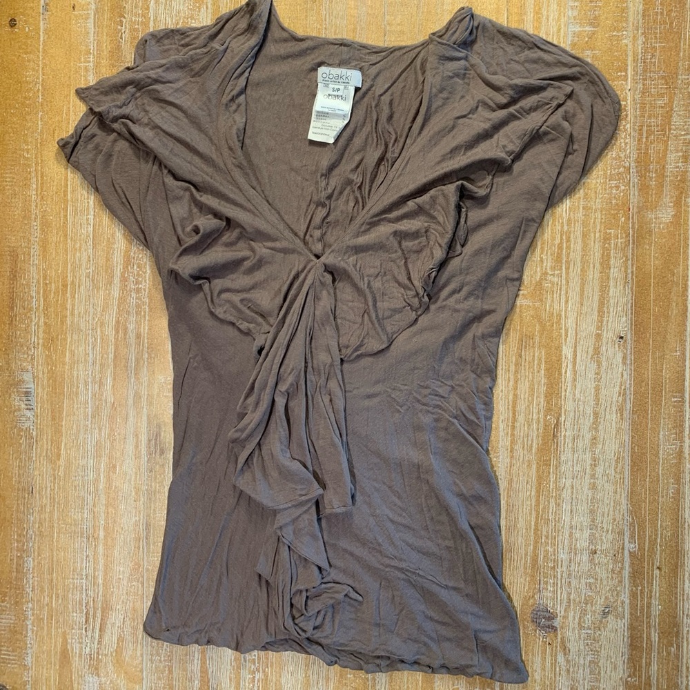 Taupe brown super soft blouse size M by Obakki